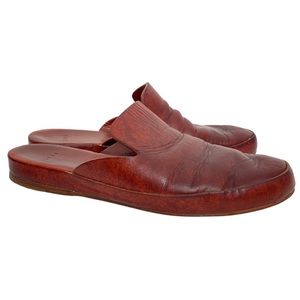 Feit Leather Slipper Shoes Mules Unisex Mens 6 Womens 8 Warm Cherry Brown